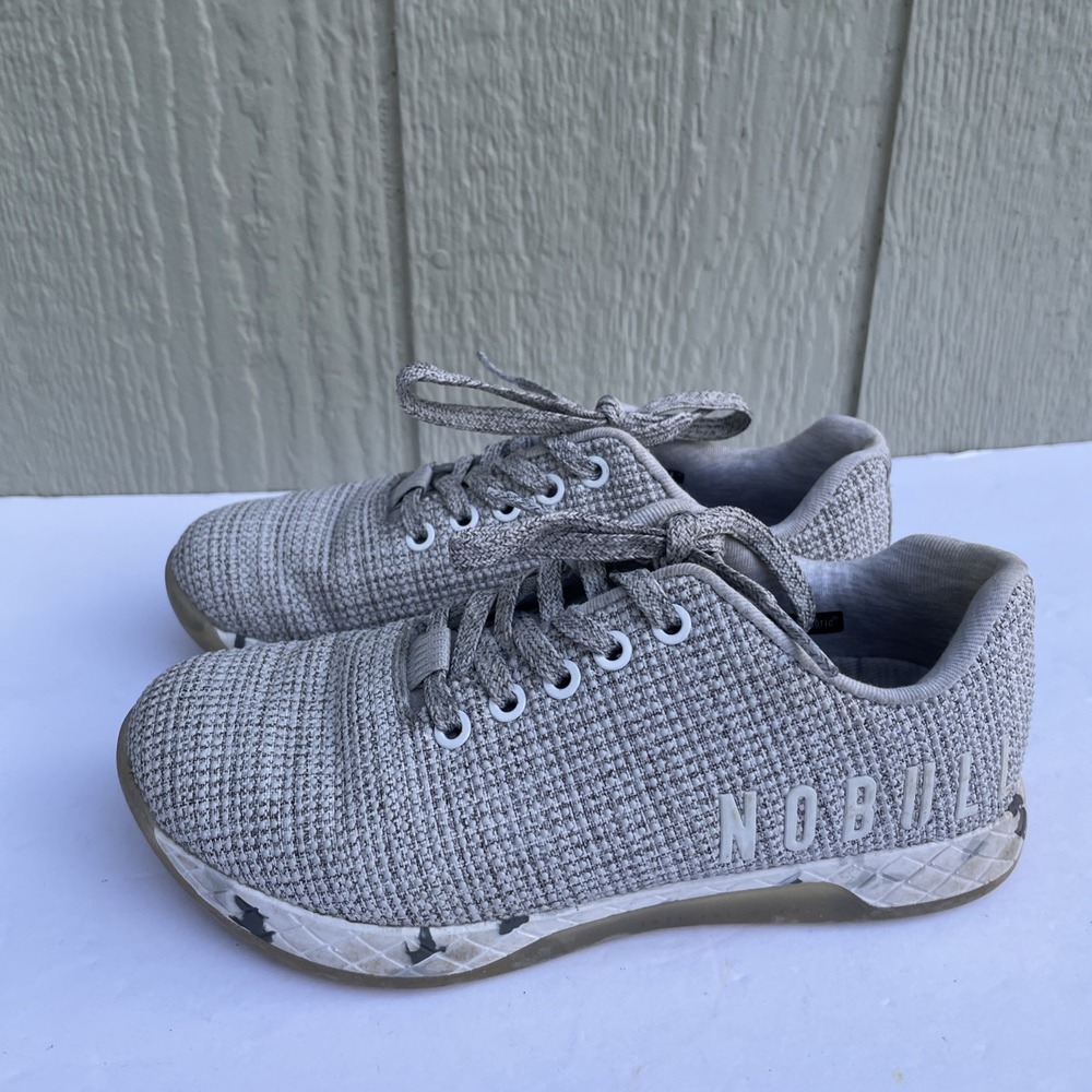 Nobull SuperFabric Trainer Sneakers Mens 5 womens 6.5‎ Grey White Hiking GYM